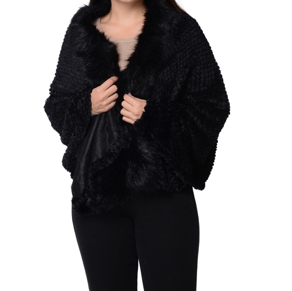 SOLD:  Black Faux Fur Wrap - Picture 3 of 4